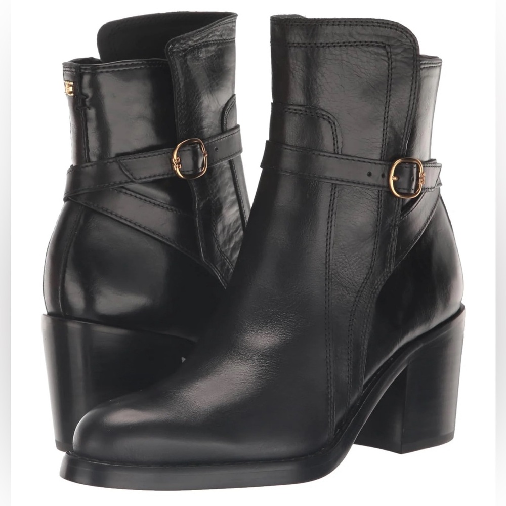 Black Leather Sam Edelman Simona Ankle Boots